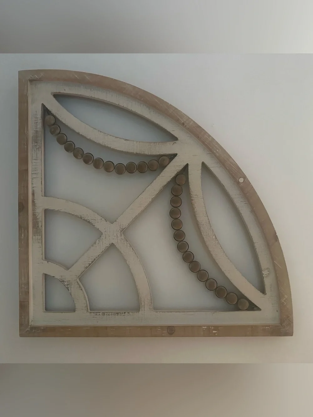 Neutral Wooden Arch Wall Decor Pair - Rustic Cream and Natural Wood
